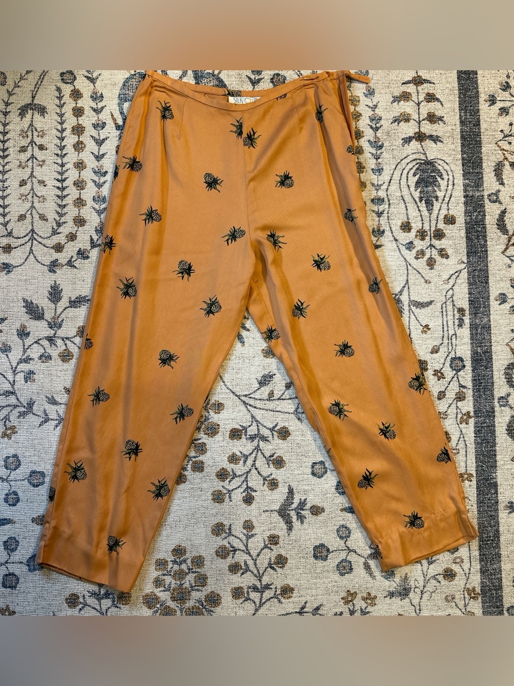 100% Silk Pineapple Ankle Pants